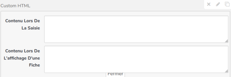 Champ « Custom HTML »